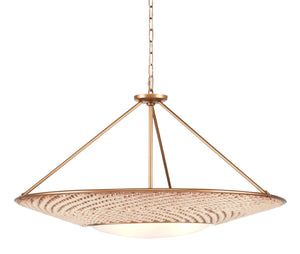 Monsoon Chandelier - Tropical Elegance with Antique Brass Finish and Jute Rope for Chic Interiors