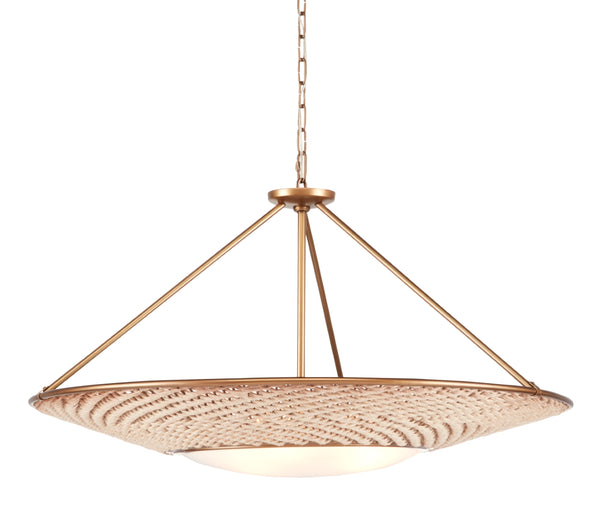 Monsoon Chandelier - Tropical Elegance with Antique Brass Finish and Jute Rope for Chic Interiors
