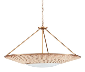 Monsoon Chandelier - Tropical Elegance with Antique Brass Finish and Jute Rope for Chic Interiors