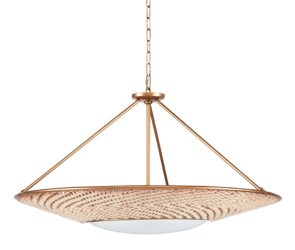 Monsoon Chandelier - Tropical Elegance with Antique Brass Finish and Jute Rope for Chic Interiors