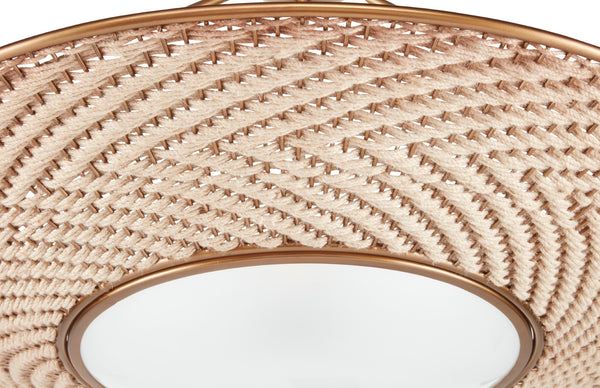 Monsoon Chandelier - Tropical Elegance with Antique Brass Finish and Jute Rope for Chic Interiors