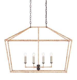 Denison Rattan Rectangular Lantern - Stylish Hammered Iron in Mole Black, Adjustable Height & Design