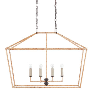 Denison Rattan Rectangular Lantern - Stylish Hammered Iron in Mole Black, Adjustable Height & Design