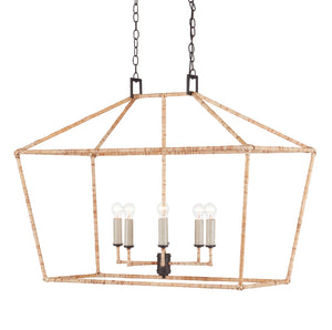 Denison Rattan Rectangular Lantern - Stylish Hammered Iron in Mole Black, Adjustable Height & Design