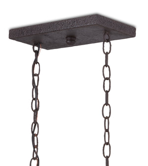 Denison Rattan Rectangular Lantern - Stylish Hammered Iron in Mole Black, Adjustable Height & Design