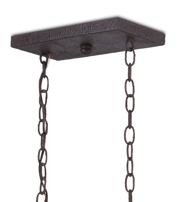 Denison Rattan Rectangular Lantern - Stylish Hammered Iron in Mole Black, Adjustable Height & Design