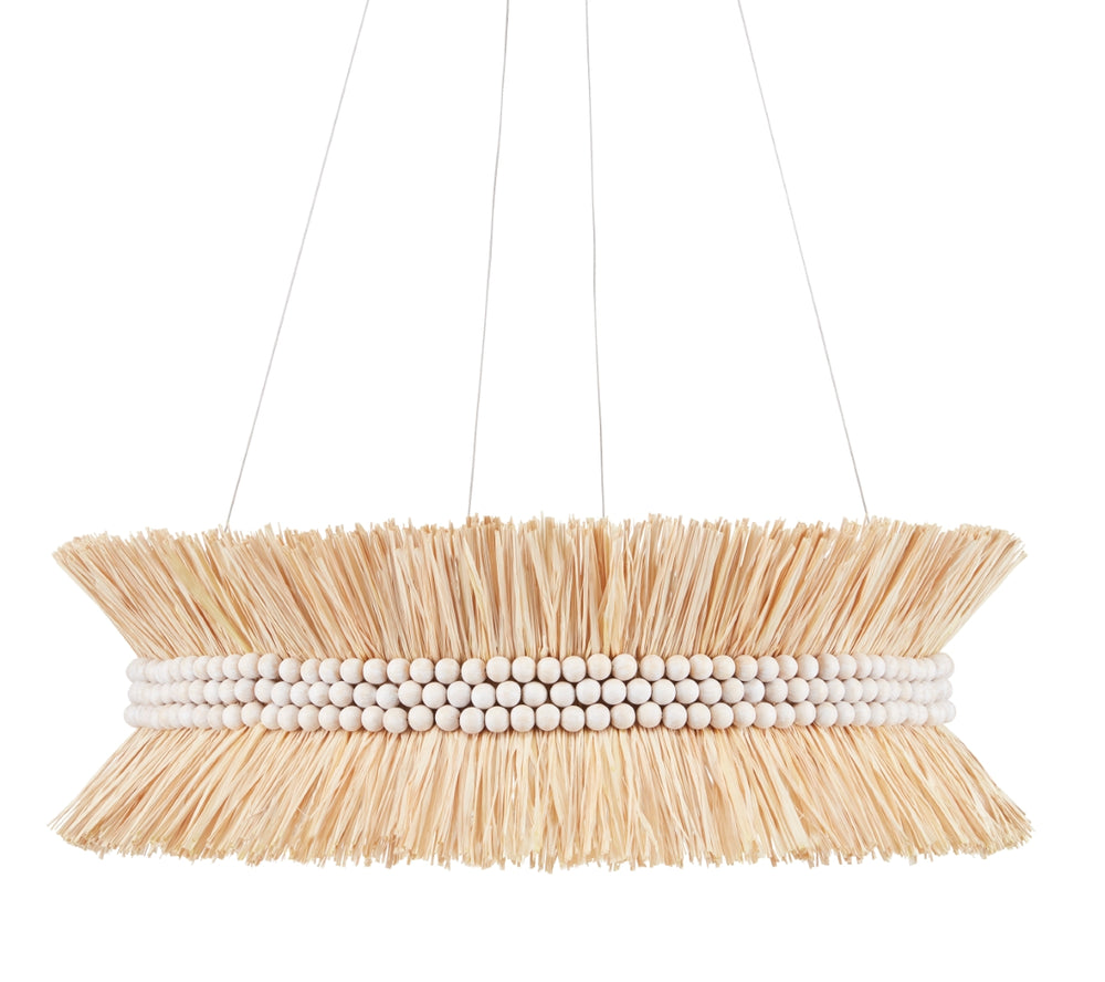 Seychelles Chandelier - Jamie Beckwith's Coastal-Inspired Lighting with Raffia and Wood Beads