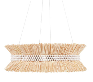 Seychelles Chandelier - Jamie Beckwith's Coastal-Inspired Lighting with Raffia and Wood Beads