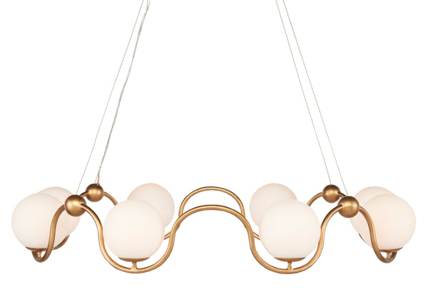Equilibrium Gold Chandelier with Elegant White Glass Globes - Adjustable Height & Milano Style