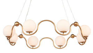 Equilibrium Gold Chandelier with Elegant White Glass Globes - Adjustable Height & Milano Style