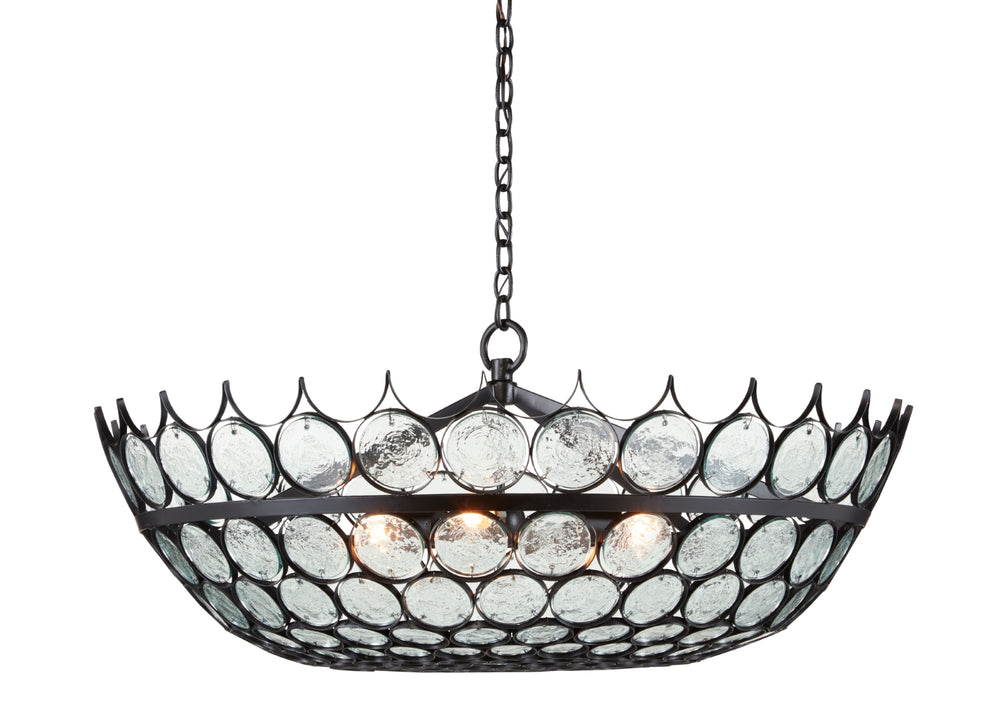 Augustus Chandelier - Elegant Recycled Glass & Wrought Iron Design, Adjustable Height for Stunning Spaces