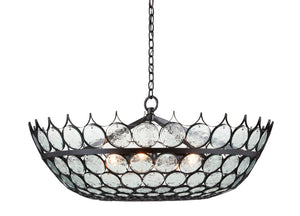 Augustus Chandelier - Elegant Recycled Glass & Wrought Iron Design, Adjustable Height for Stunning Spaces