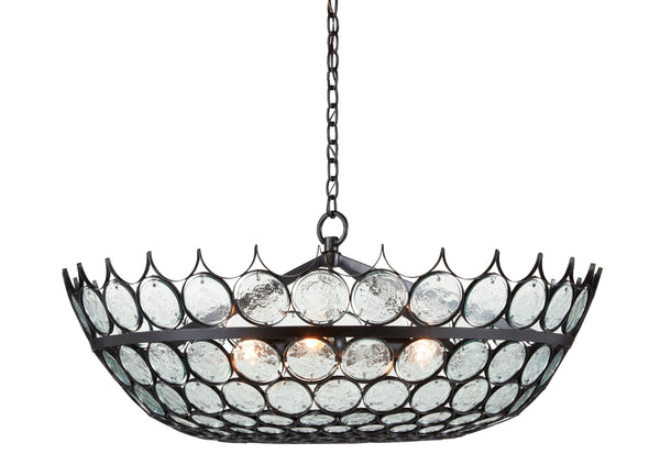 Augustus Chandelier - Elegant Recycled Glass & Wrought Iron Design, Adjustable Height for Stunning Spaces