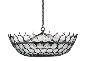 Augustus Chandelier - Elegant Recycled Glass & Wrought Iron Design, Adjustable Height for Stunning Spaces