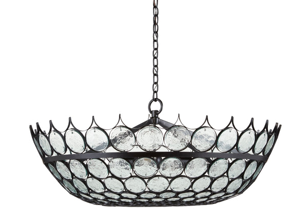Augustus Chandelier - Elegant Recycled Glass & Wrought Iron Design, Adjustable Height for Stunning Spaces