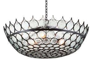 Augustus Chandelier - Elegant Recycled Glass & Wrought Iron Design, Adjustable Height for Stunning Spaces