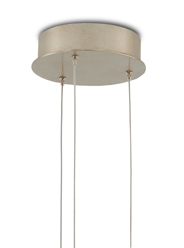 Escenia 3-Light Multi-Drop Pendant Light - Selenite Shades with Silver Finish, Adjustable Height Design