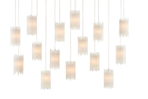 Escenia Rectangular 15-Light Multi-Drop Pendant - Stunning Selenite Shades for Modern Elegance
