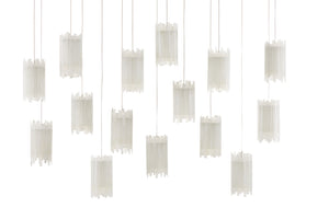 Escenia Rectangular 15-Light Multi-Drop Pendant - Stunning Selenite Shades for Modern Elegance