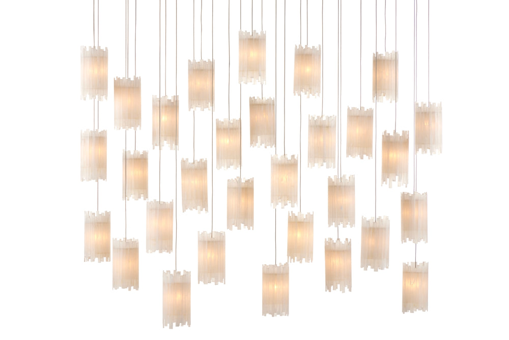 Escenia 30-Light Multi-Drop Pendant Lamp - Elegant Selenite Shades with Adjustable Height for Glow