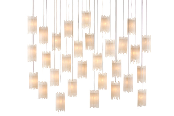 Escenia 30-Light Multi-Drop Pendant Lamp - Elegant Selenite Shades with Adjustable Height for Glow