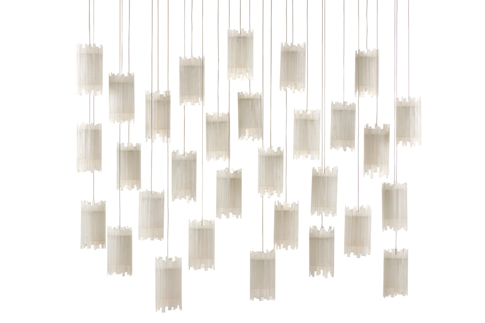 Escenia 30-Light Multi-Drop Pendant Lamp - Elegant Selenite Shades with Adjustable Height for Glow