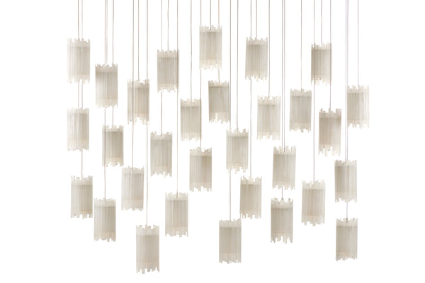 Escenia 30-Light Multi-Drop Pendant Lamp - Elegant Selenite Shades with Adjustable Height for Glow
