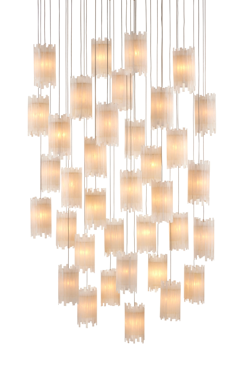 Escenia 36-Light Multi-Drop Pendant - Stunning Selenite Shades with Adjustable Height & Silver Finish