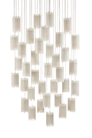 Escenia 36-Light Multi-Drop Pendant - Stunning Selenite Shades with Adjustable Height & Silver Finish