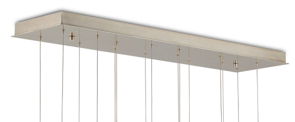 Daze Rectangular 15-Light Multi-Drop Pendant in Antique Brass and White Milk Glass for Elegant Spaces