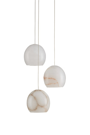 Lazio 3-Light Multi-Drop Pendant - Elegant Alabaster Shades with Silver Finish for Modern Spaces