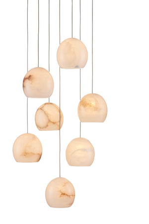 Lazio 7-Light Multi-Drop Pendant - Unique Alabaster Shades with Silver Finish for Elegant Lighting