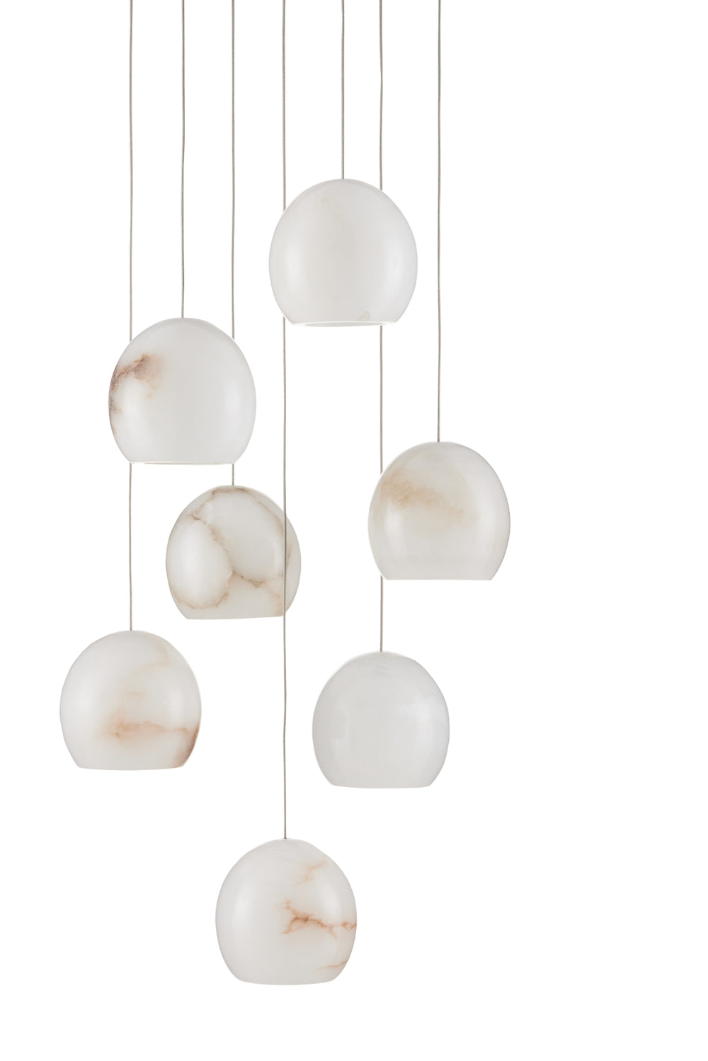 Lazio 7-Light Multi-Drop Pendant - Unique Alabaster Shades with Silver Finish for Elegant Lighting