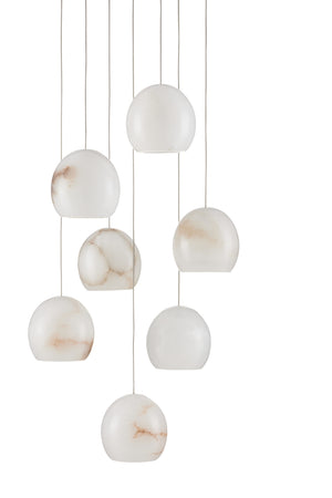 Lazio 7-Light Multi-Drop Pendant - Unique Alabaster Shades with Silver Finish for Elegant Lighting