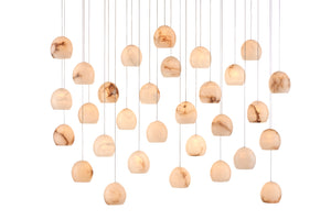 Lazio 30-Light Multi-Drop Pendant - Unique Alabaster Shades with Silver Finish for Elegant Lighting