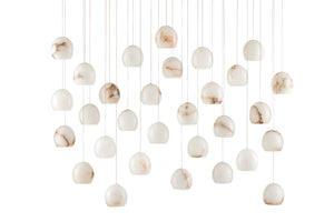 Lazio 30-Light Multi-Drop Pendant - Unique Alabaster Shades with Silver Finish for Elegant Lighting