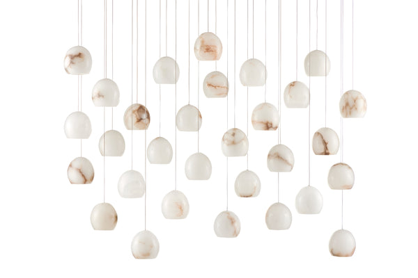 Lazio 30-Light Multi-Drop Pendant - Unique Alabaster Shades with Silver Finish for Elegant Lighting