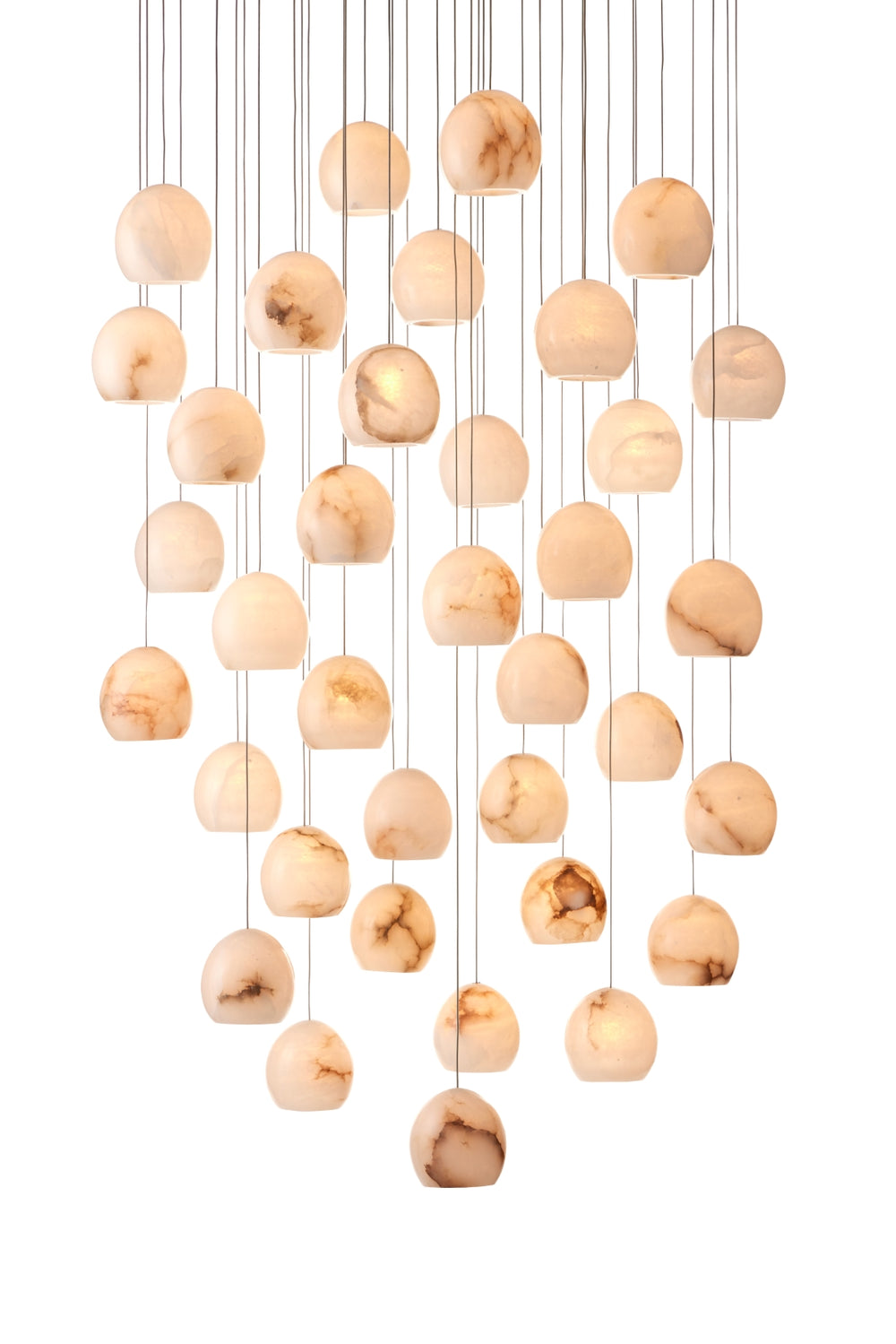 Lazio 36-Light Multi-Drop Pendant with Unique Alabaster Shades & Elegant Silver Finish, Adjustable Design