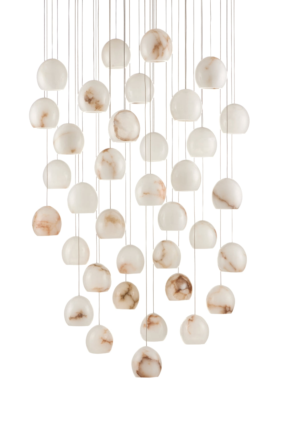 Lazio 36-Light Multi-Drop Pendant with Unique Alabaster Shades & Elegant Silver Finish, Adjustable Design