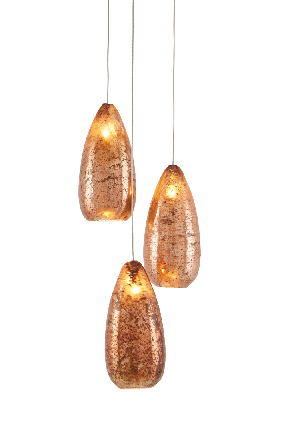 Rame 3-Light Multi-Drop Pendant - Dazzling Teardrop Shades in Mercury Glass for Stunning Illumination