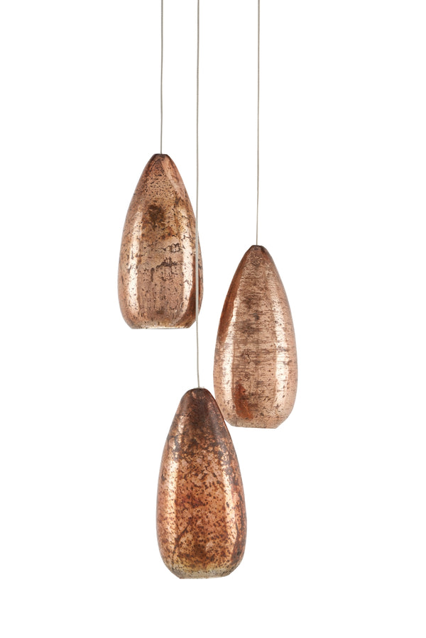 Rame 3-Light Multi-Drop Pendant - Dazzling Teardrop Shades in Mercury Glass for Stunning Illumination