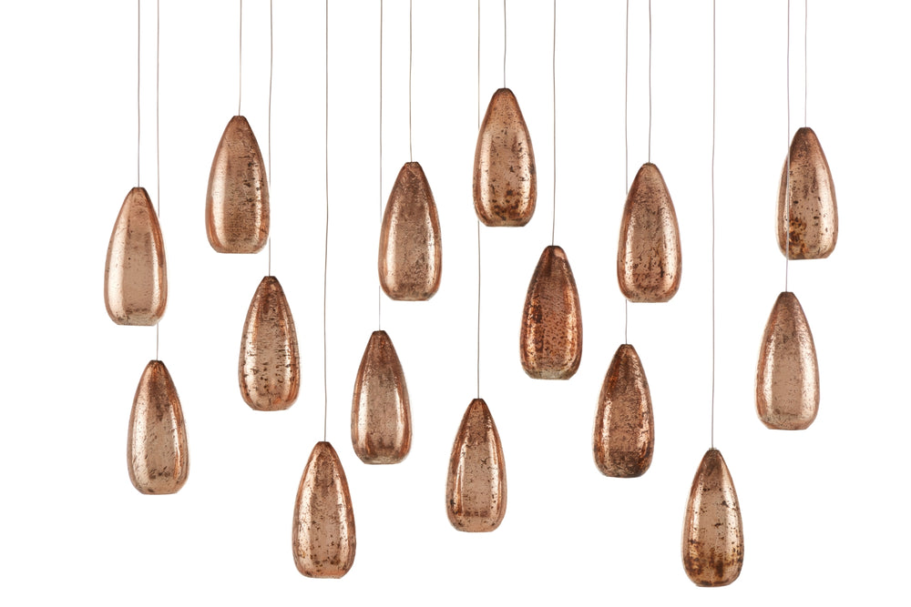 Rame 15-Light Multi-Drop Pendant - Dazzling Mercury Glass Shades with Elegant Copper & Silver Finish