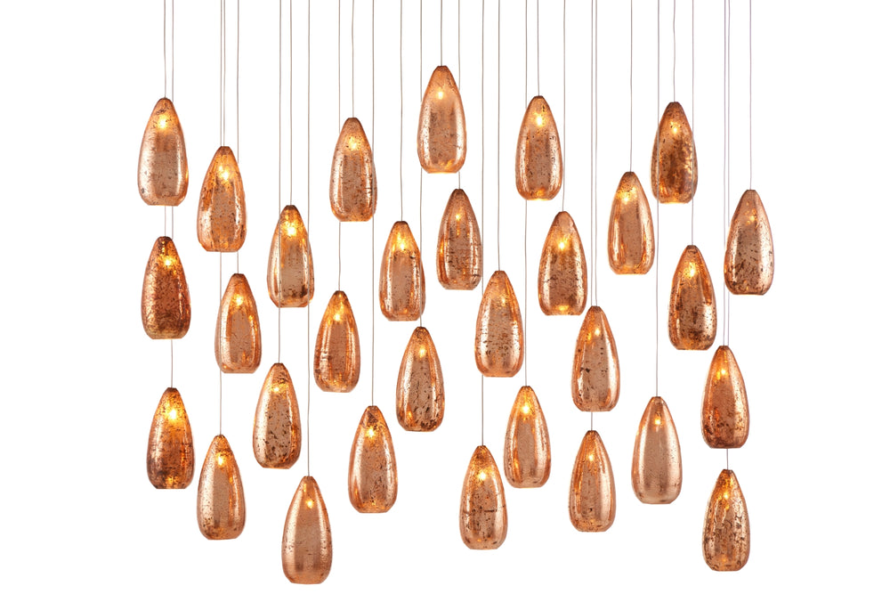 Rame 30-Light Multi-Drop Pendant - Dazzling Teardrop Mercury Glass Shades with Adjustable Height