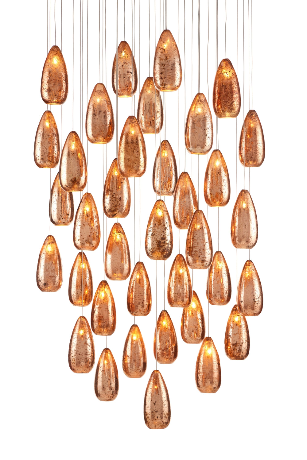 Rame 36-Light Mercury Glass Multi-Drop Pendant - Dazzling Teardrop Shades for Elegant Spaces