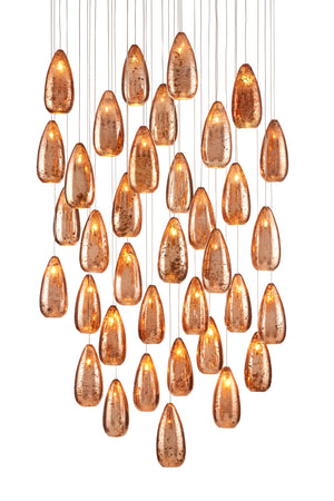 Rame 36-Light Mercury Glass Multi-Drop Pendant - Dazzling Teardrop Shades for Elegant Spaces