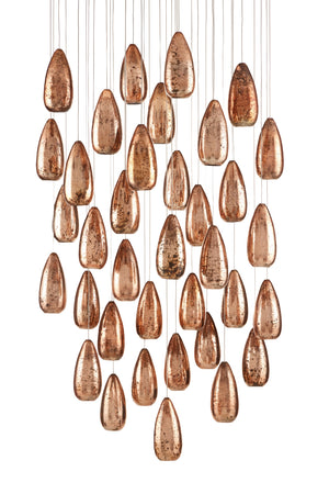Rame 36-Light Mercury Glass Multi-Drop Pendant - Dazzling Teardrop Shades for Elegant Spaces