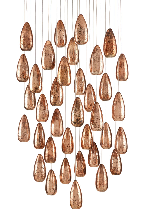 Rame 36-Light Mercury Glass Multi-Drop Pendant - Dazzling Teardrop Shades for Elegant Spaces