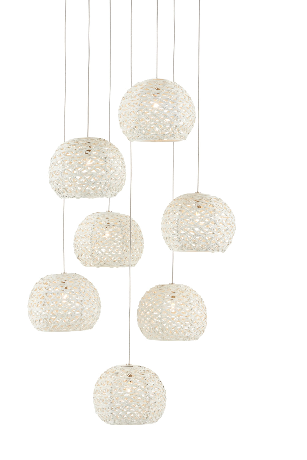 Piero 7-Light Adjustable Multi-Drop Pendant - Elegant White Iron Design for Stunning Interiors