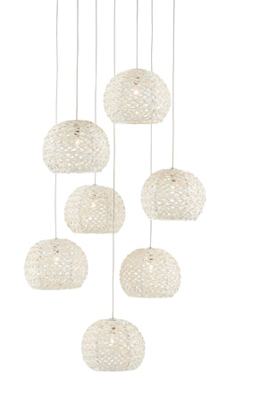 Piero 7-Light Adjustable Multi-Drop Pendant - Elegant White Iron Design for Stunning Interiors