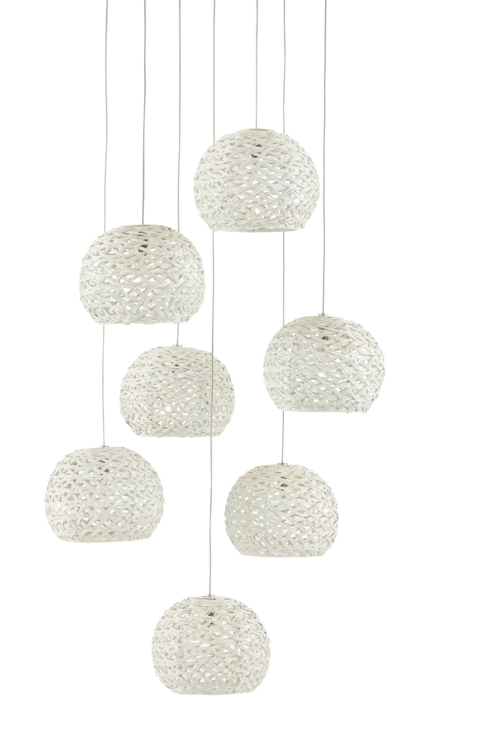Piero 7-Light Adjustable Multi-Drop Pendant - Elegant White Iron Design for Stunning Interiors